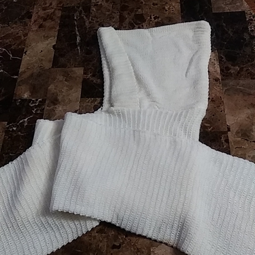 Gently used hooded white scarf